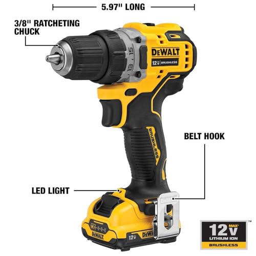 DEWALT XTREME 12V MAX* Cordless Drill/Driver Kit, 3/8-Inch (DCD701F2)