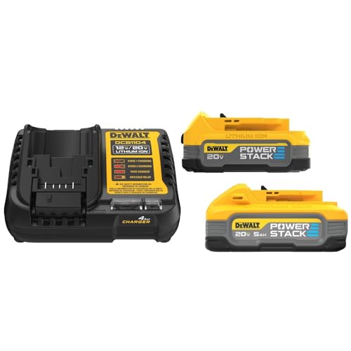 DEWALT DCBP315-2C 20V MAX POWERSTACK Lithium-Ion Batteries and Charger Starter Kit (1.7 Ah/5 Ah)